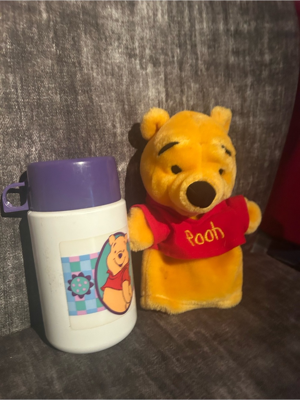Vintage 90s Winnie the Pooh Bundle Thermos & Puppet